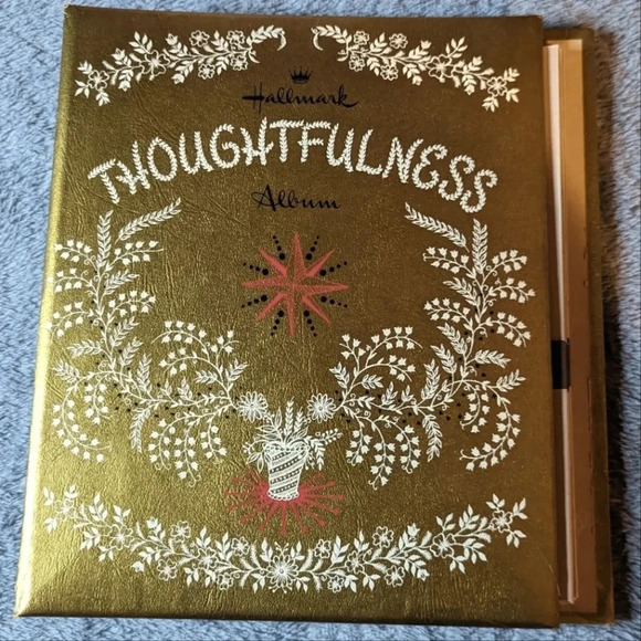 Hallmark Other - Hallmark Thoughtfulness Album-Vintage 60s gold scrapbook/Card Organizer-Pockets